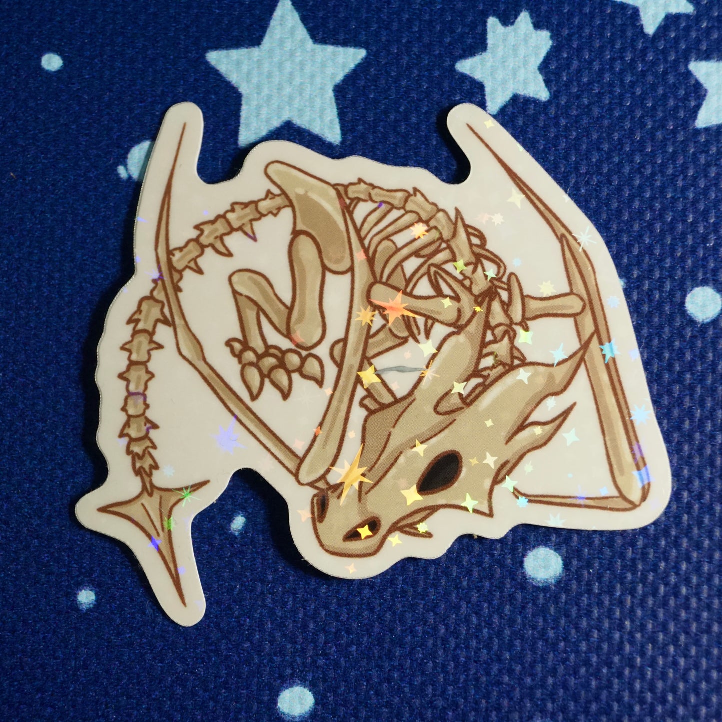 Skeletal Dragon Holographic Sticker