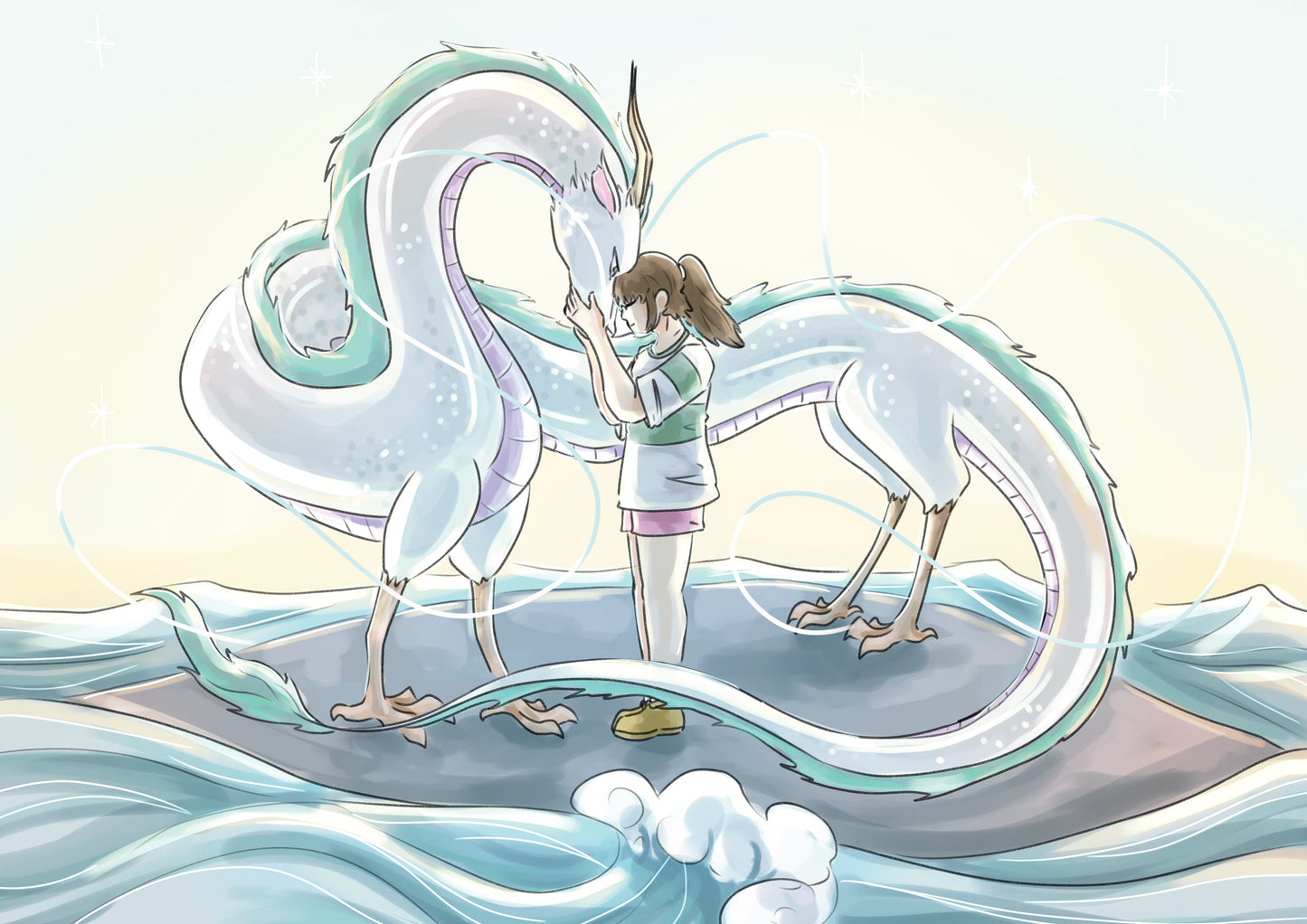 Chihiro and Haku A5 Art Print