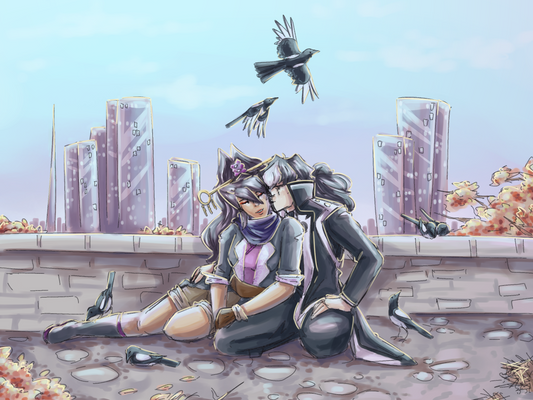 Rooftop Magpies A5 Art Print