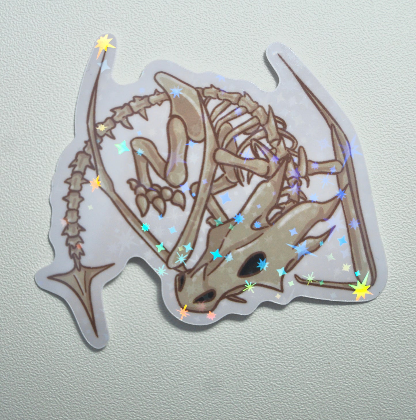 Skeletal Dragon Holographic Sticker