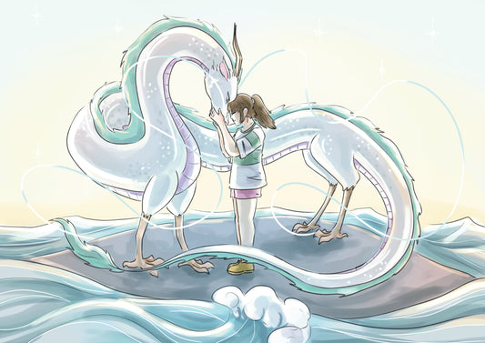 Chihiro and Haku A5 Art Print
